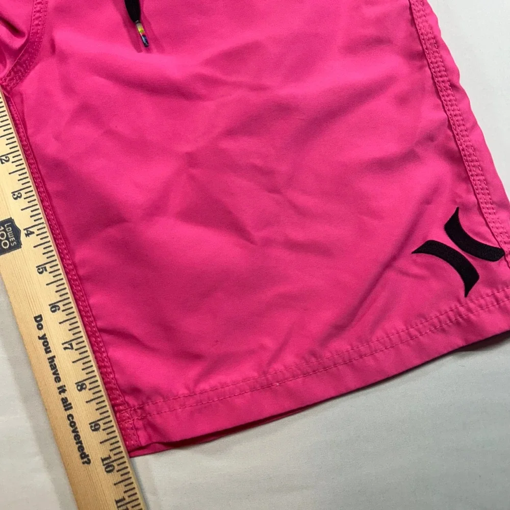 Hurley Men Board Shorts Pink Cargo Pocket Swim Trunks Drawstring Waist